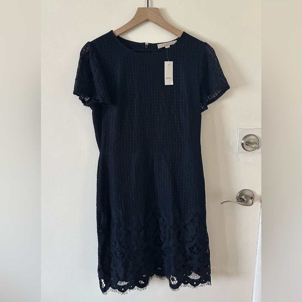 Loft Women's Navy Lace Shift Dress